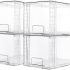 Vtopmart 4 Pack Large Stackable Storage Drawers,Easily Assemble Acrylic Bathroom Closet Undersink Organizers and Storage,Plastic Storage Bins for Kitchen Cabinets,Pantry,Makeup,Medicine Organization
